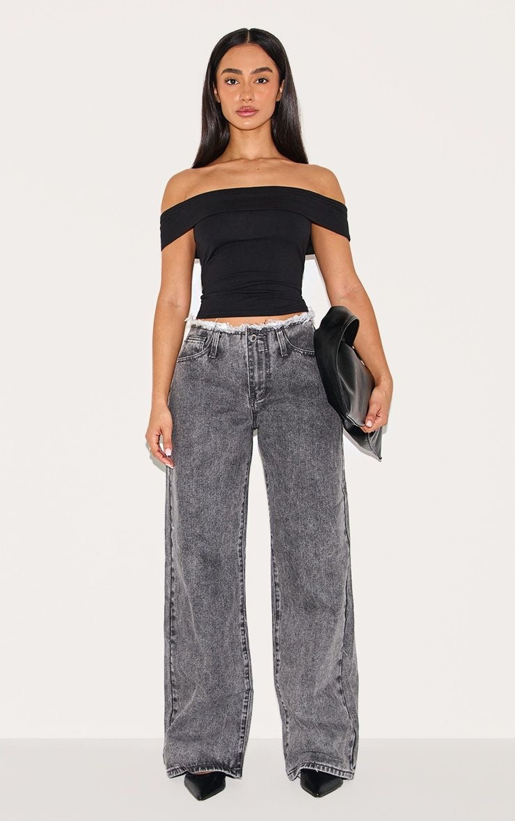 MARSTHELABEL FRAY MID WAIST WIDE LEG JEANS - UK 10