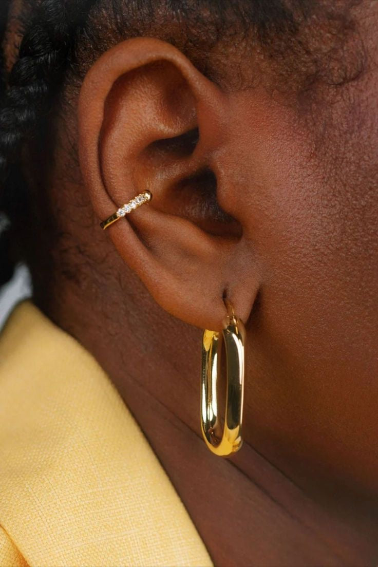 ELLIPTICAL U SHAPED HOOP EARRING