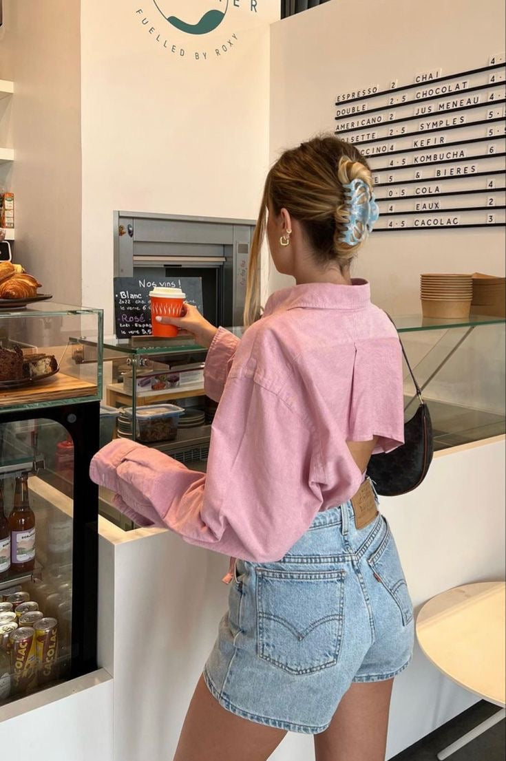 LACOSTE LIVE BAGGY CROPPED SHIRT