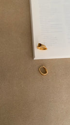 ELLIPTICAL HONEY CURVED  U SHAPED HOOP EARRING