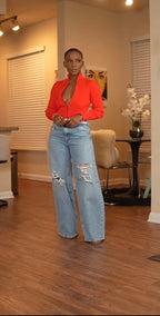 H&M KNEE RIPPED WIDE LEG - UK 4