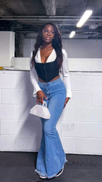 ZARA BELL BOTTOM STRETCHY DENIM - UK 8