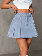 DENIM CO PLEATED SHORT SKIRT - UK 12