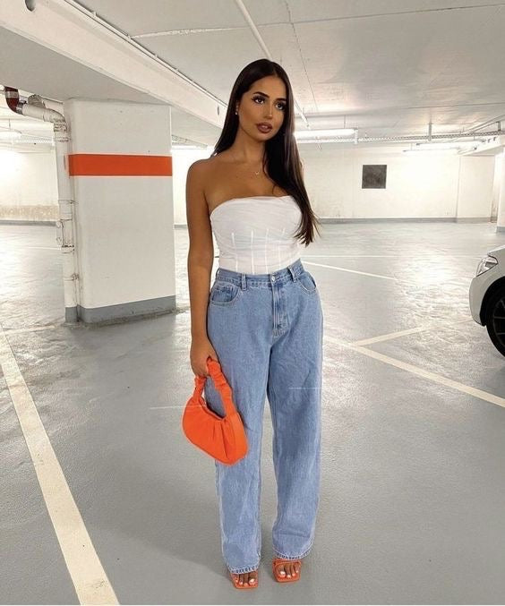 ICE HOUSE ELASTIC WAIST STRAIGHT LEG  JEANS - UK 12