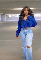 LACOSTE CROPPED BAGGY LONG SLEEVED SHIRT