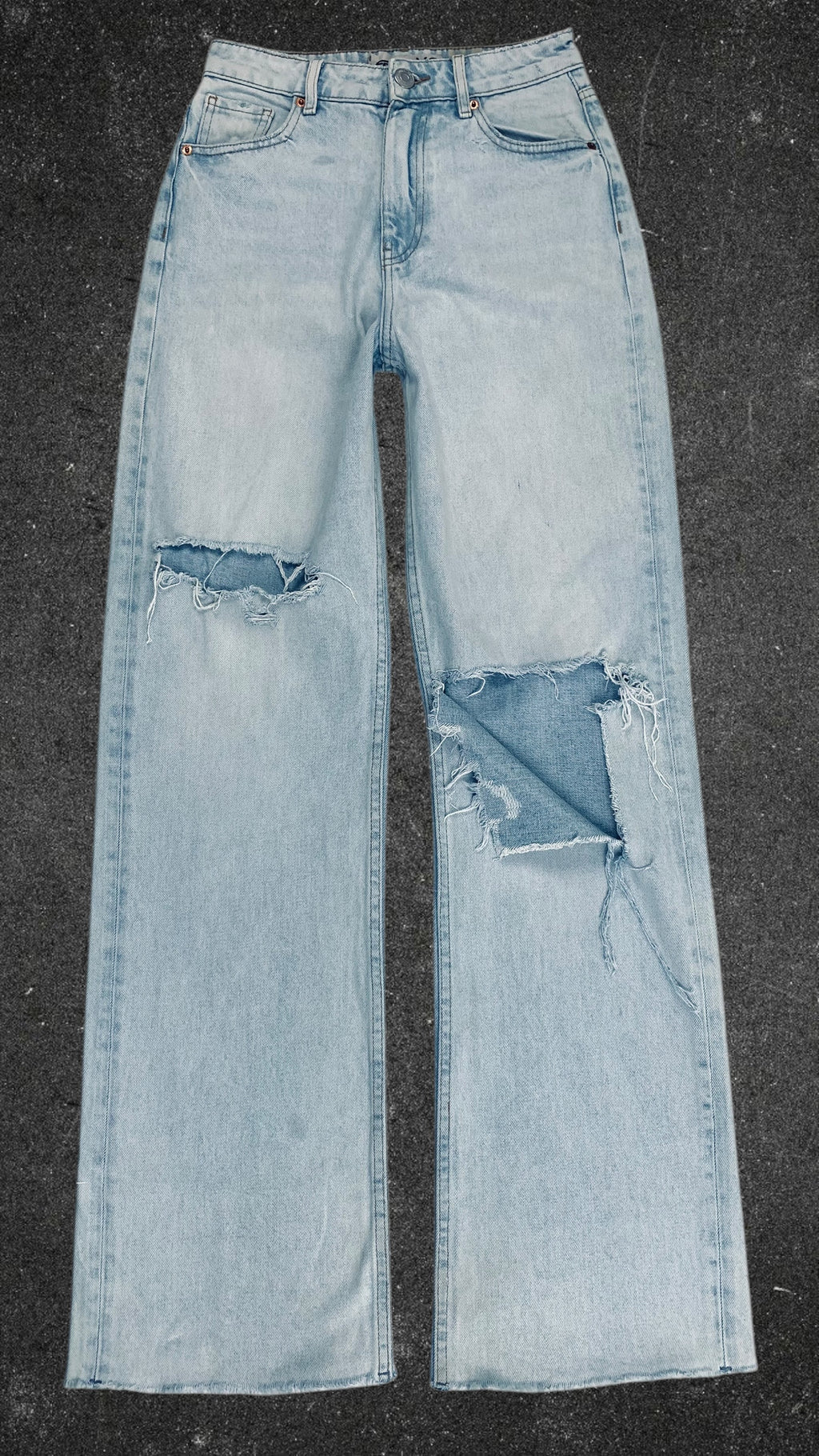 FB SISTER KNEE RIPPED WIDE LEG JEANS - UK 6