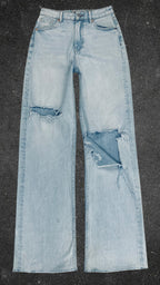 FB SISTER KNEE RIPPED WIDE LEG JEANS - UK 6