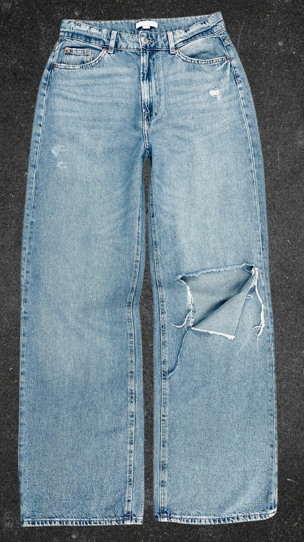 H&M KNEE RIPPED WIDE LEG JEANS - UK 12