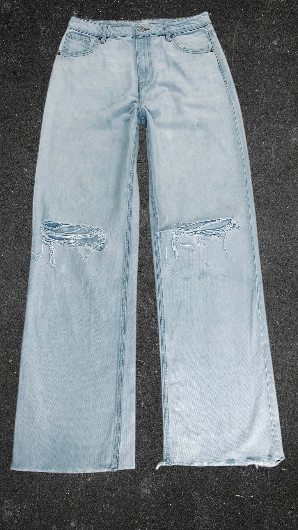 FB SISTER KNEE RIPPED WIDE LEG JEANS - UK 10