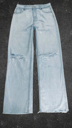 FB SISTER KNEE RIPPED WIDE LEG JEANS - UK 10