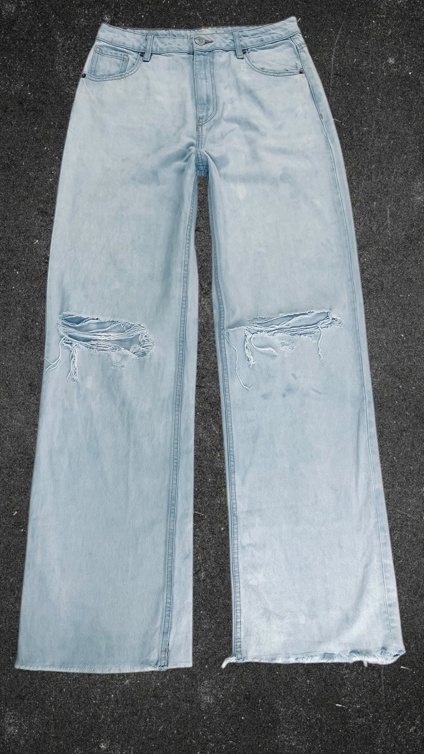 FB SISTER KNEE RIPPED WIDE LEG JEANS - UK 10