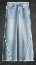 H&M ADJUSTABLE MID WAIST WIDE LEG JEANS - UK 6