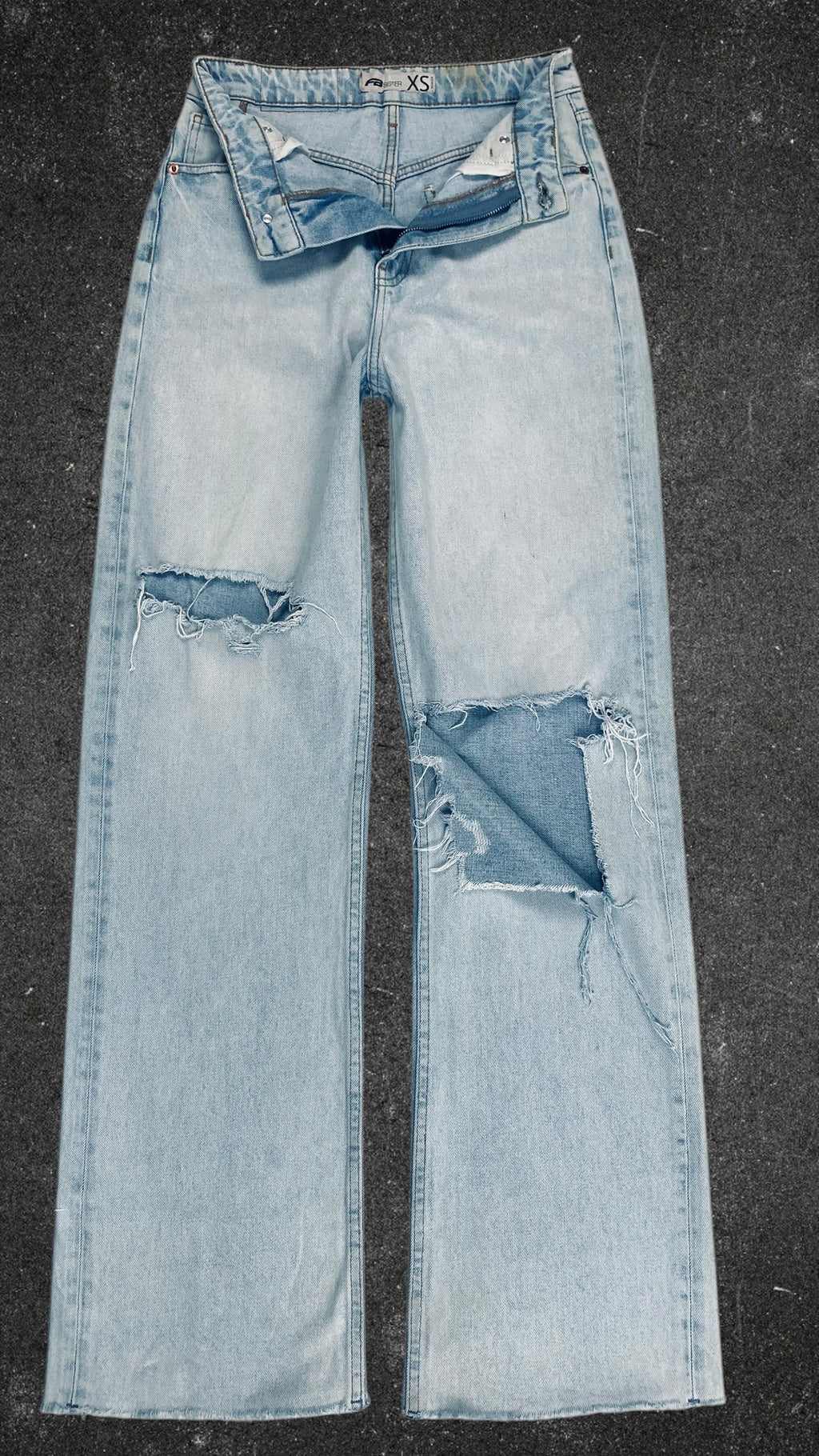 FB SISTER KNEE RIPPED WIDE LEG JEANS - UK 8