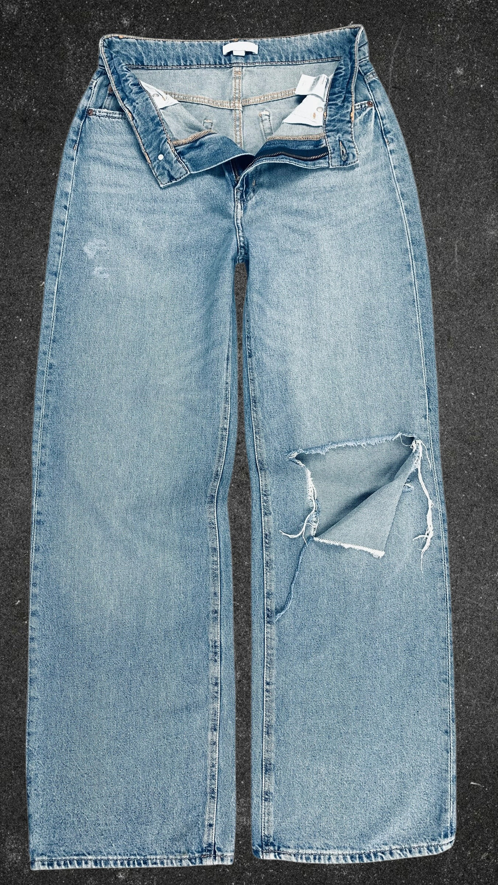 H&M KNEE RIPPED WIDE LEG JEANS - UK 12