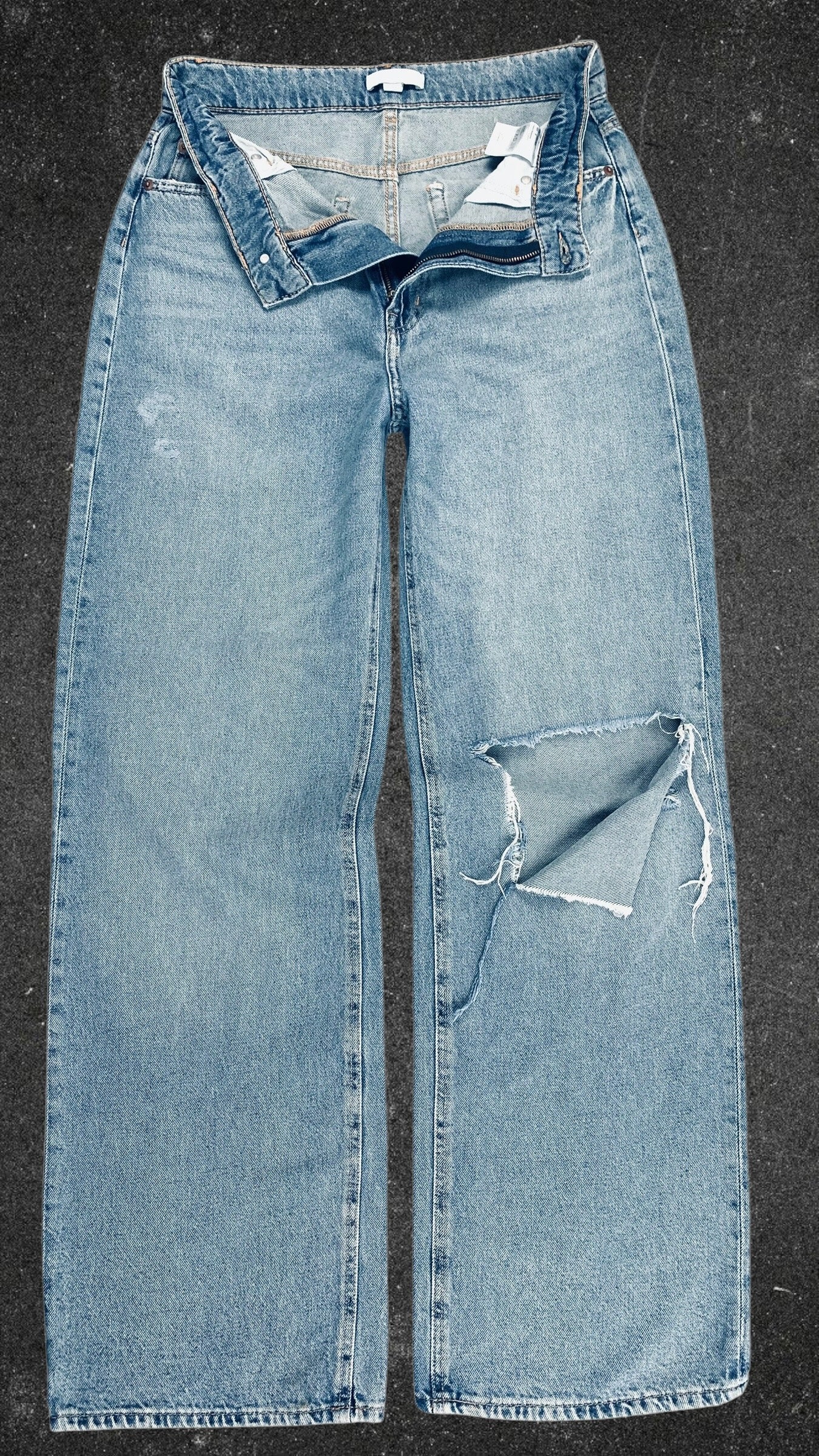 H&M KNEE RIPPED WIDE LEG JEANS - UK 12