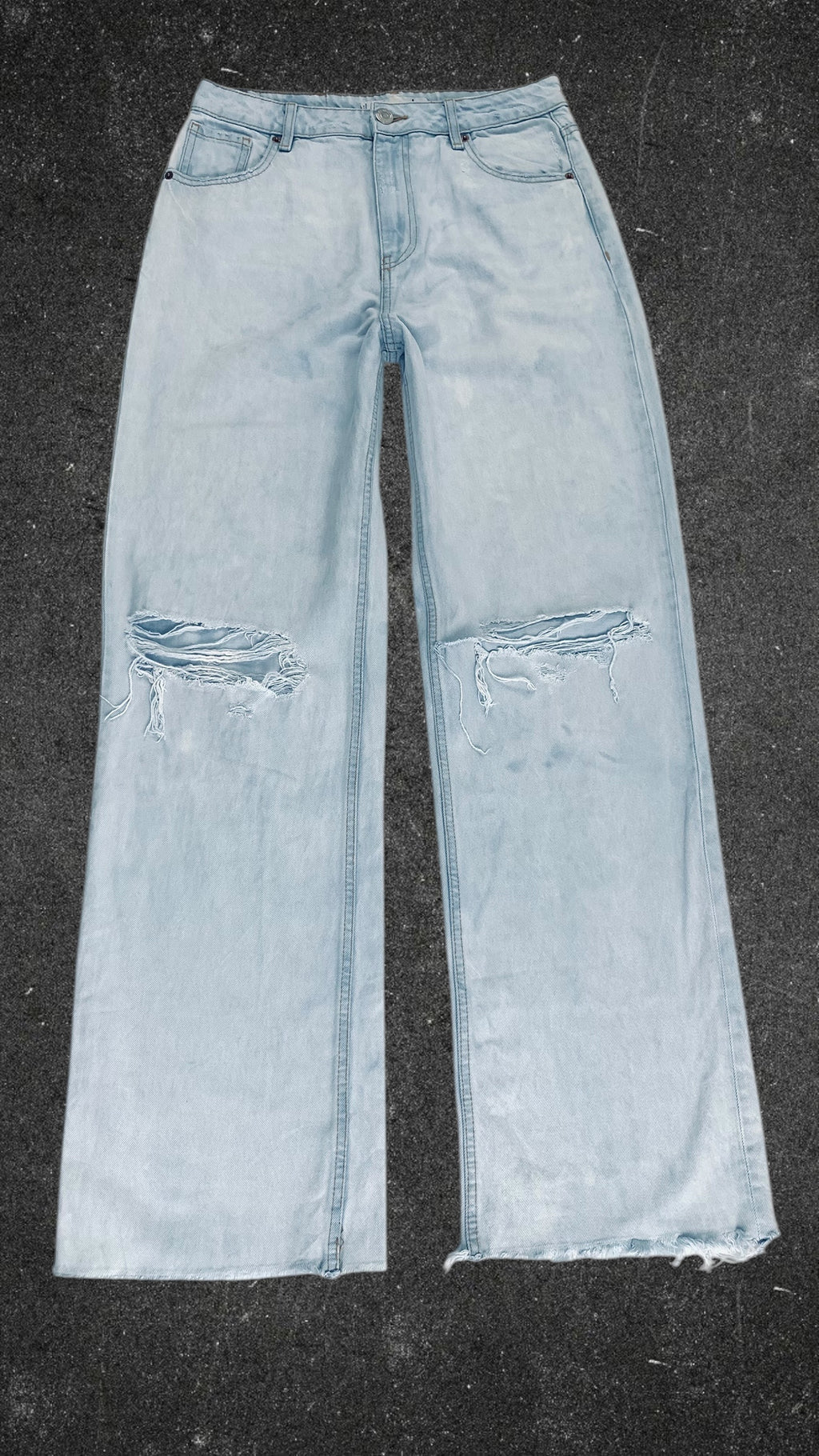 FB SISTER KNEE RIPPED WIDE LEG JEANS - UK 10