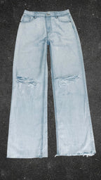 FB SISTER KNEE RIPPED WIDE LEG JEANS - UK 10