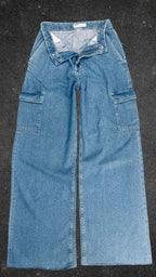 BERSHKA CARGO WIDE LEG JEANS - UK 6