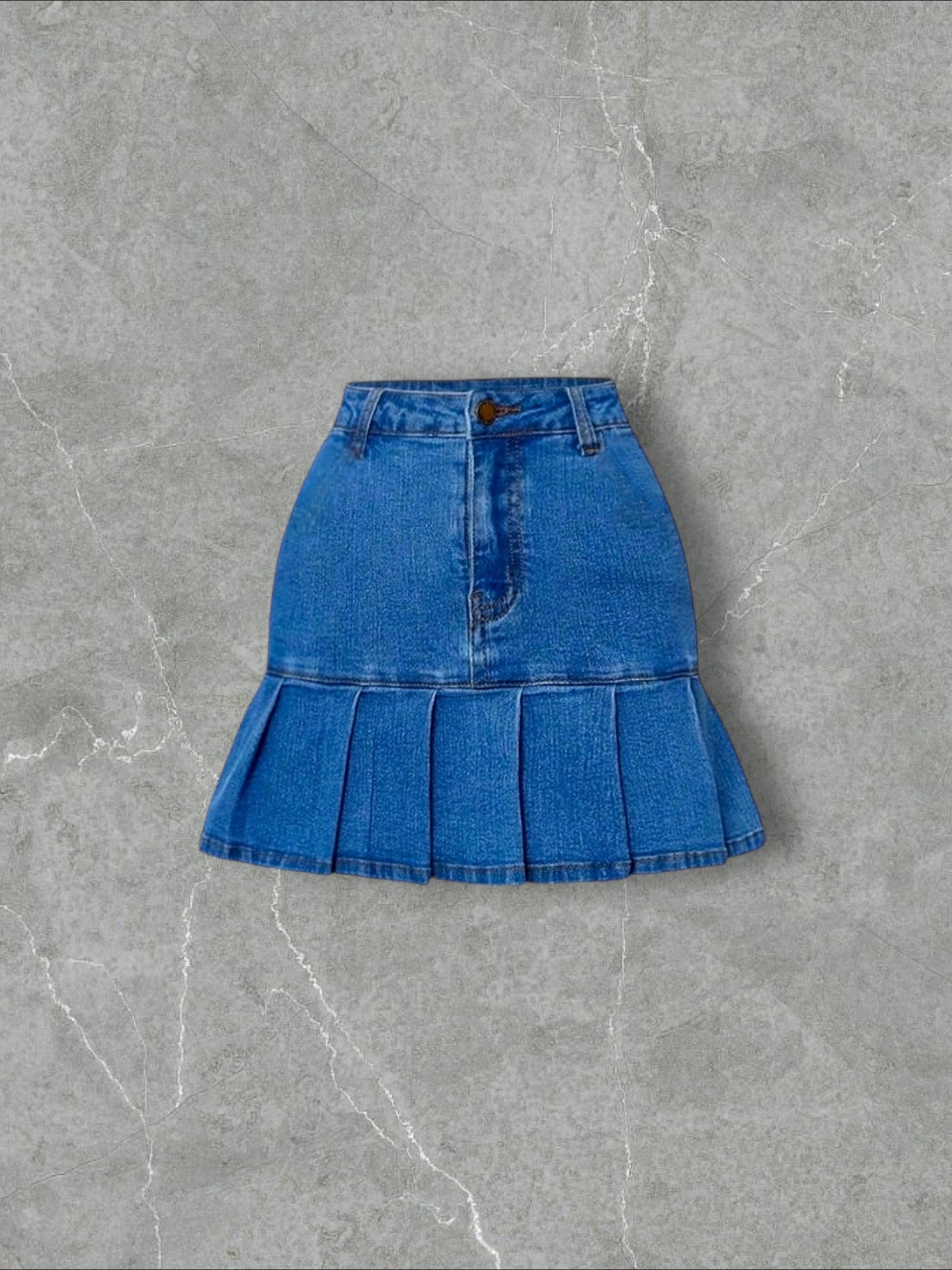 DENM CO PLEATED SHORT SKIRT