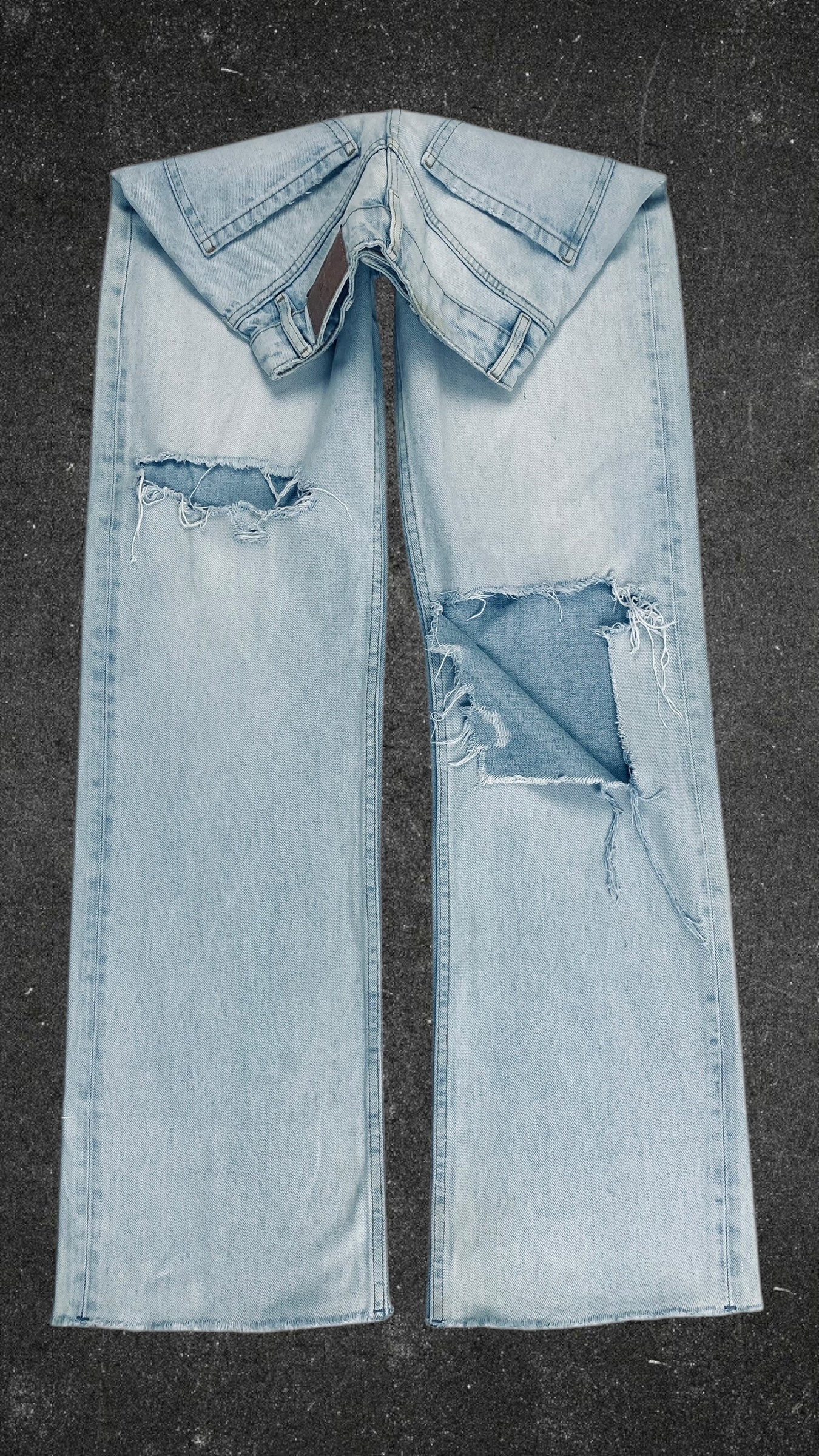 FB SISTER KNEE RIPPED WIDE LEG JEANS - UK 8