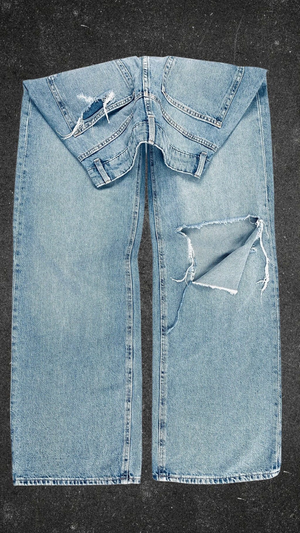 H&M KNEE RIPPED WIDE LEG JEANS - UK 12
