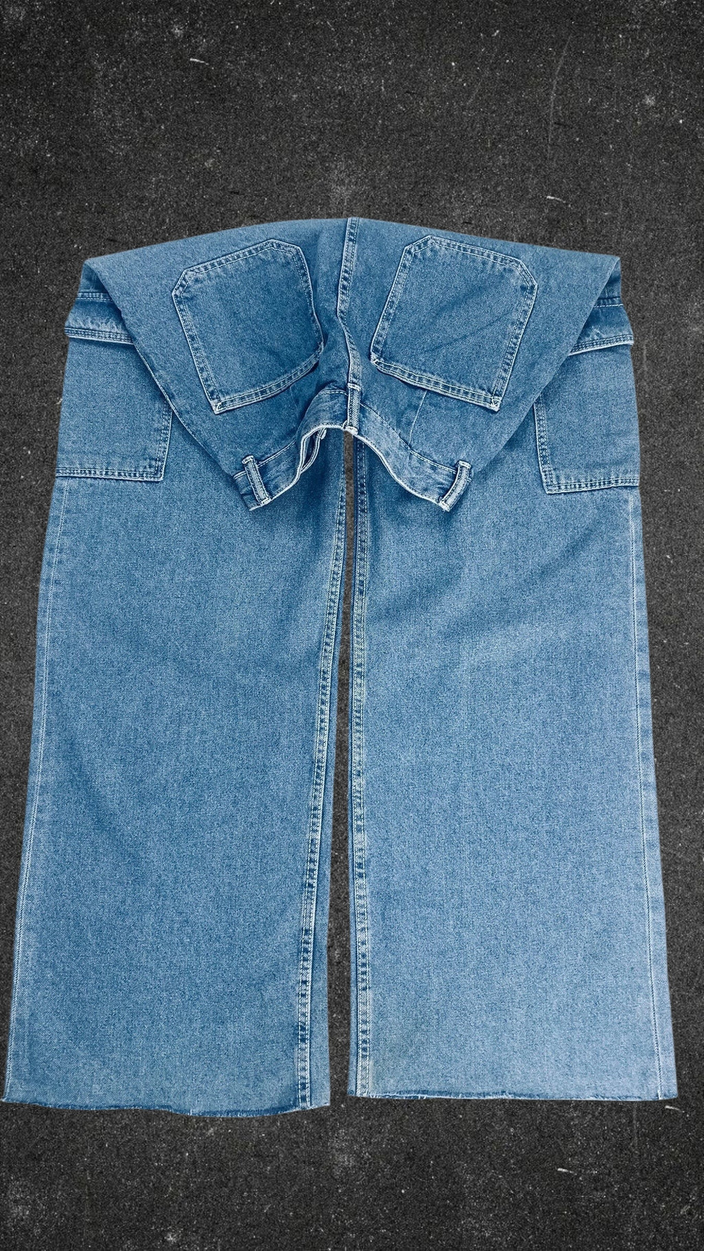 BERSHKA CARGO WIDE LEG JEANS - UK 6