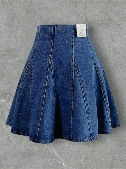 UNTAGGED PLEATED DENIM SHORT SKIRT