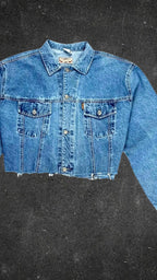 VINTAGE CARDENAS INTERNATIONAL CROPPED DENIM JACKET - UK 14