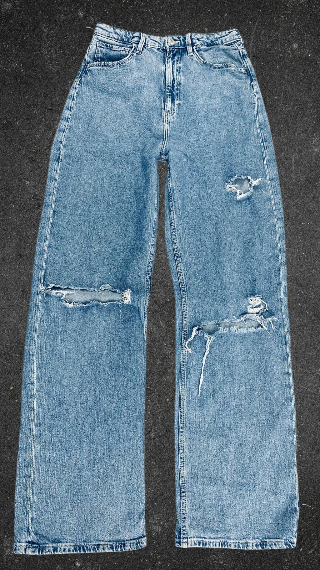 H&M KNEE RIPPED WIDE LEG - UK 4