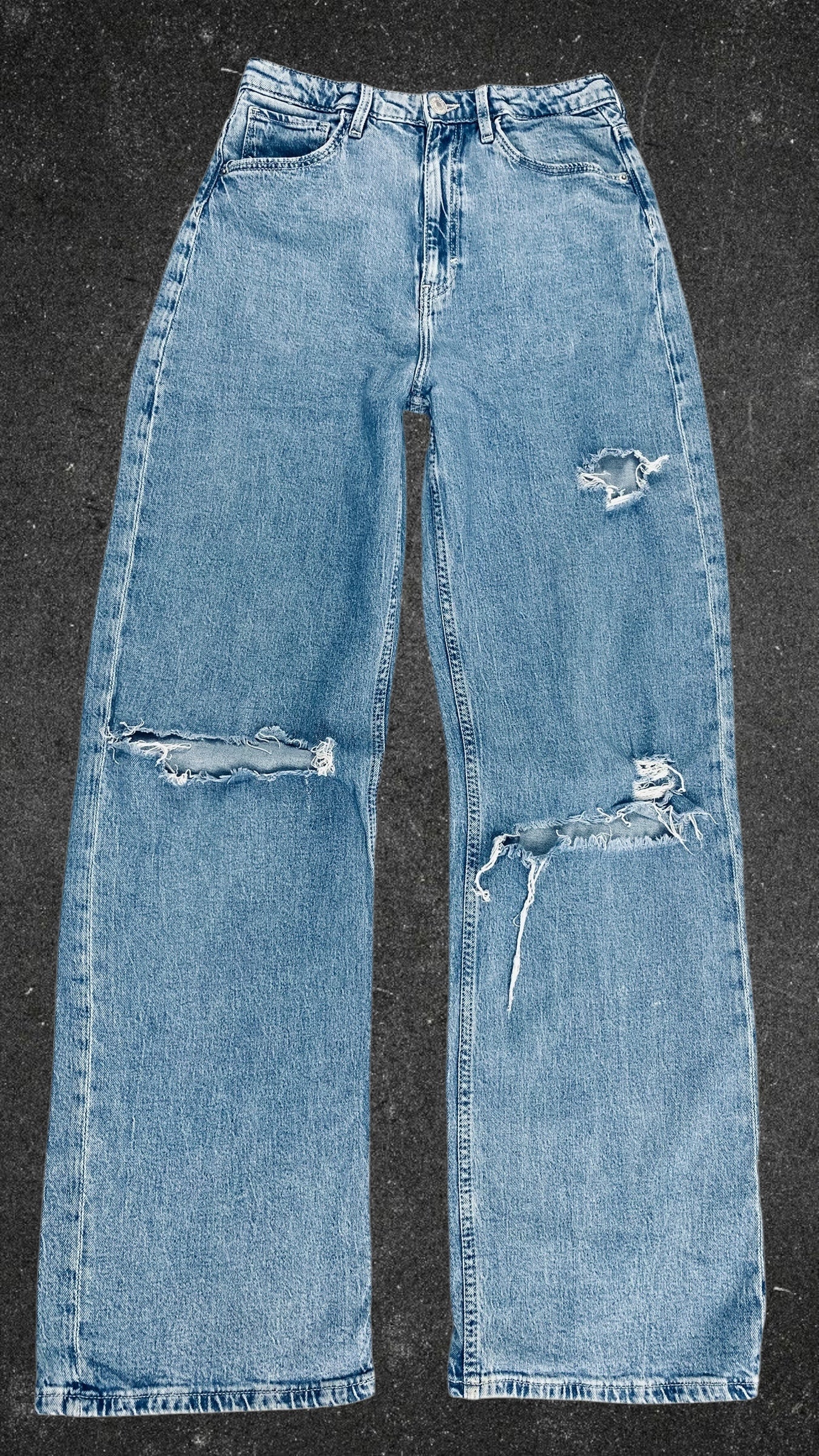 H&M KNEE RIPPED WIDE LEG - UK 4