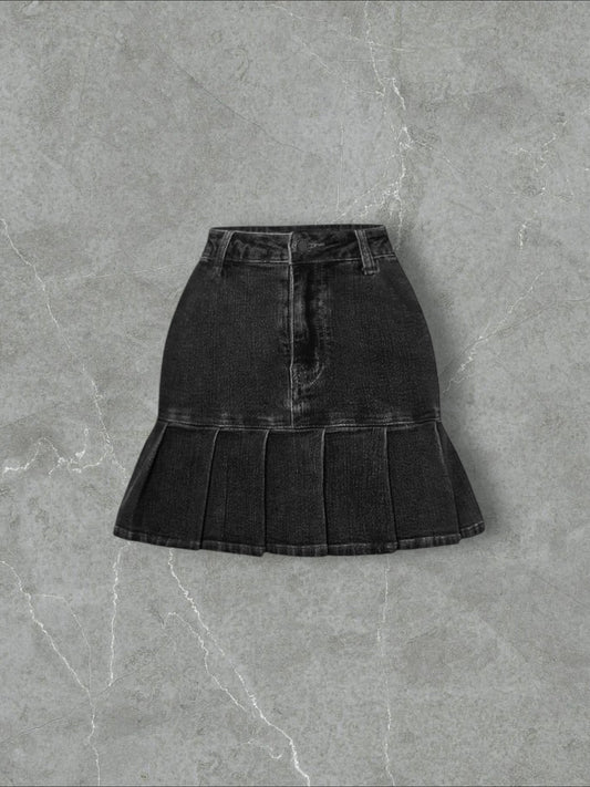 DENIM CO PLEATED SHORT SKIRT