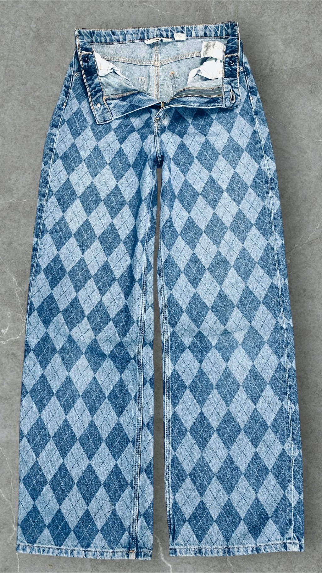 H&M GEOMETRIC TWO TONED  WIDE LEG JEANS