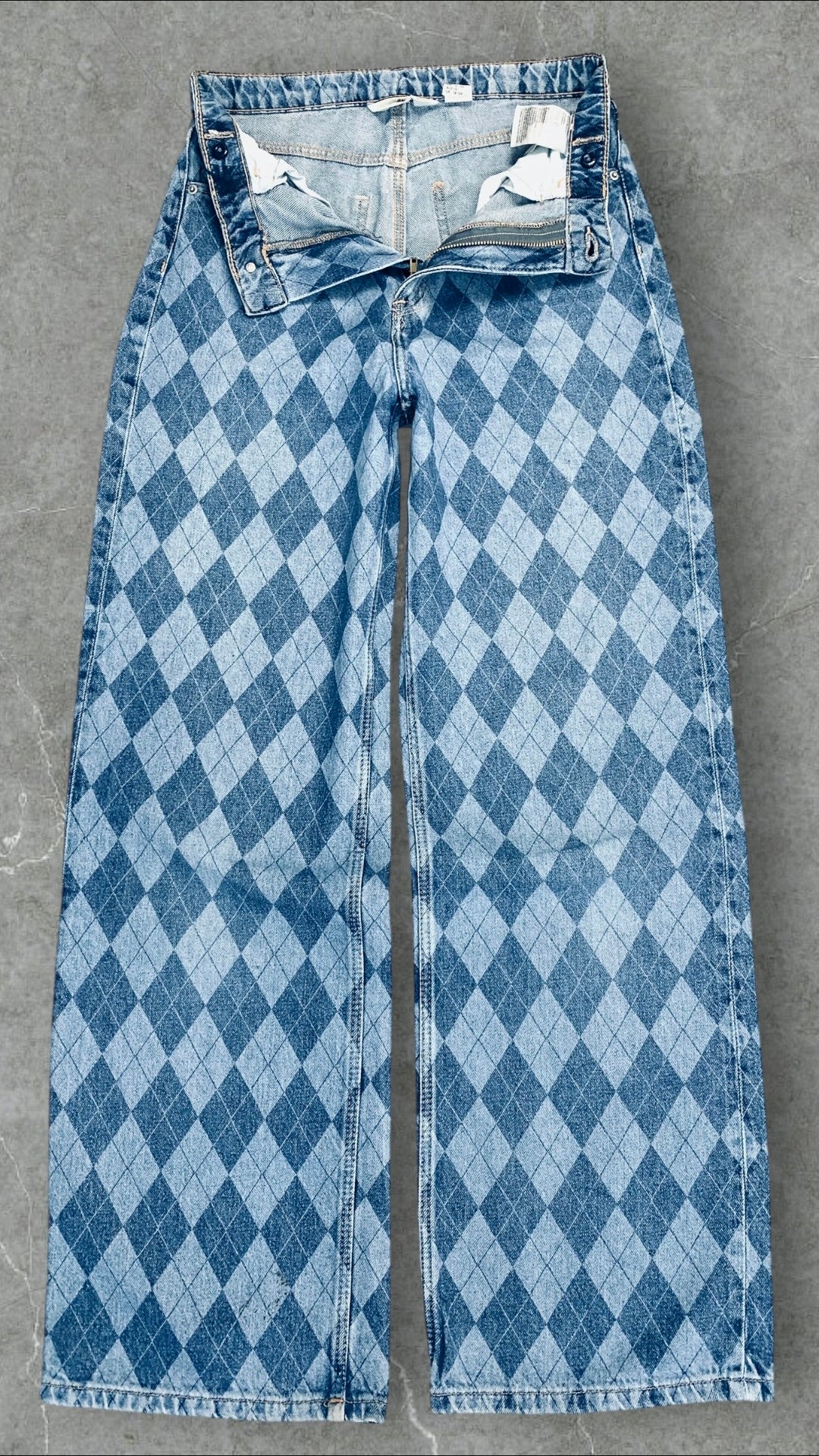 H&M GEOMETRIC TWO TONED  WIDE LEG JEANS