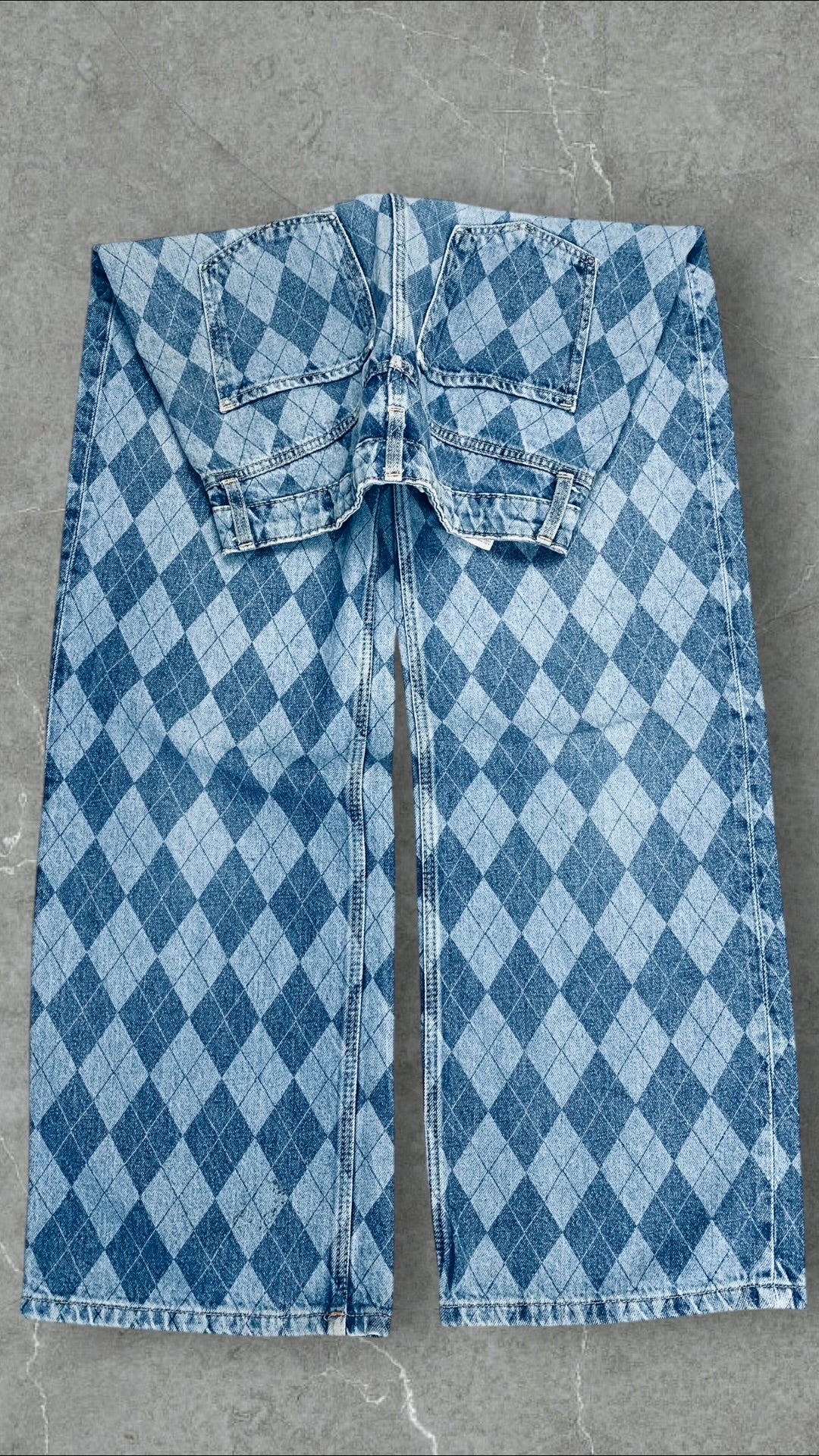 H&M GEOMETRIC TWO TONED  WIDE LEG JEANS