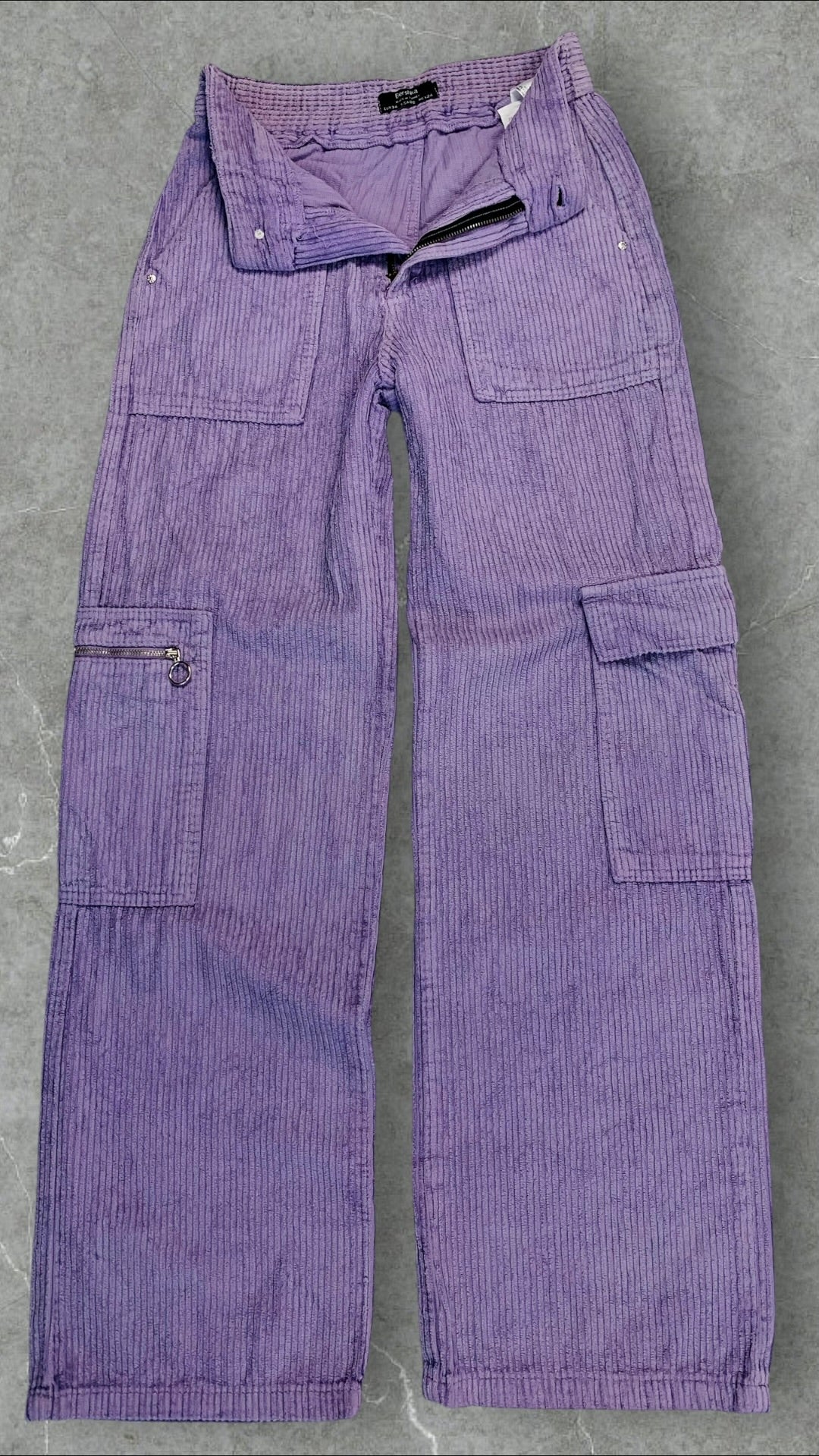 BERSHKA CORDUROY CARGO  WIDE  LEG