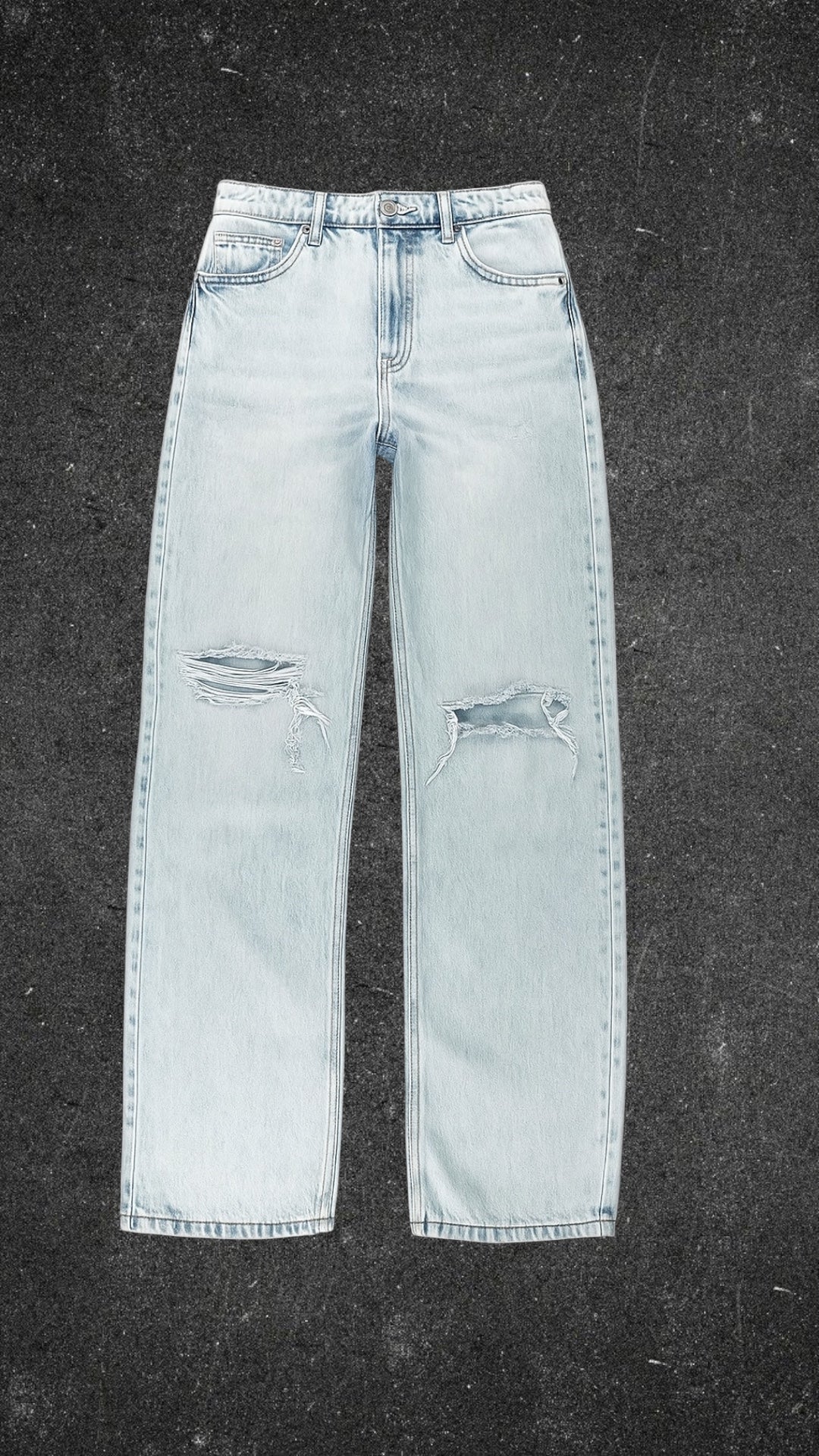 FB SISTERS RIPPED KNEE STRAIGHT LEG JEANS - UK 4