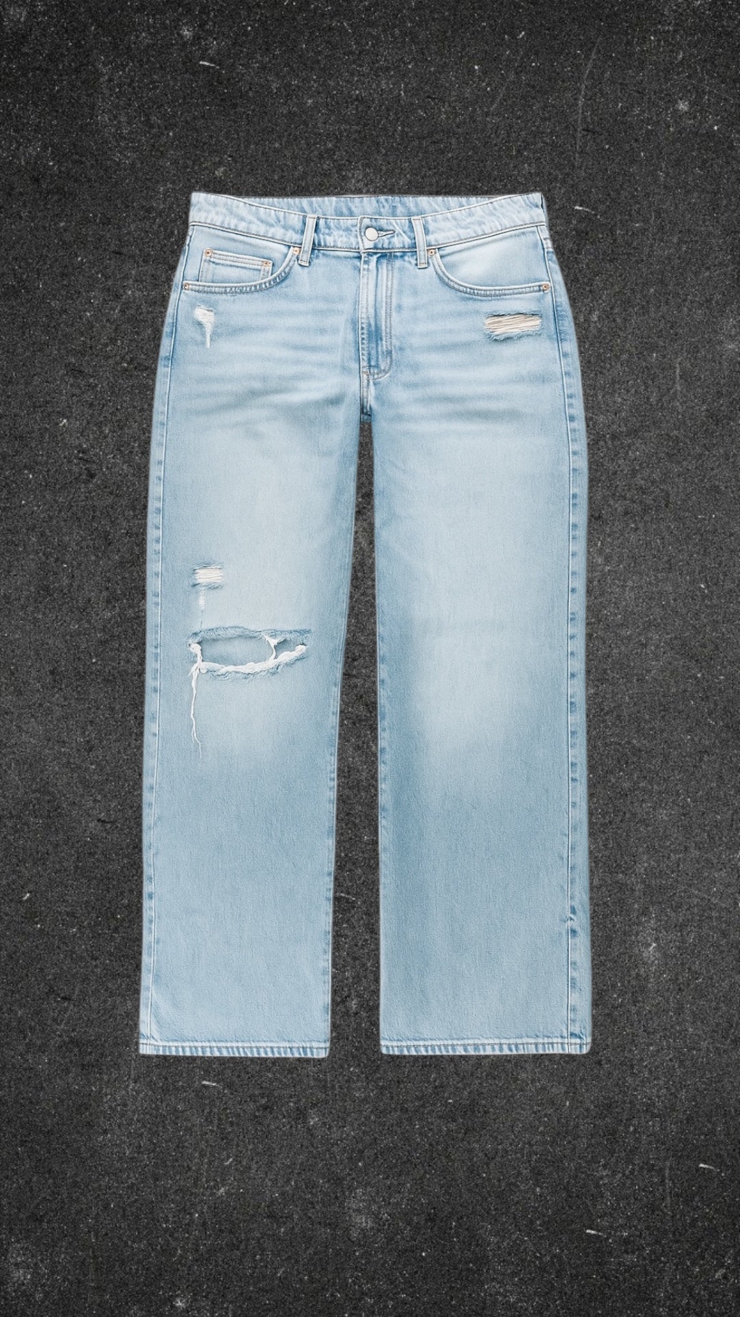 & DENIM BAGGY LOW WAIST STRAIGHT LEG JEANS - UK 12