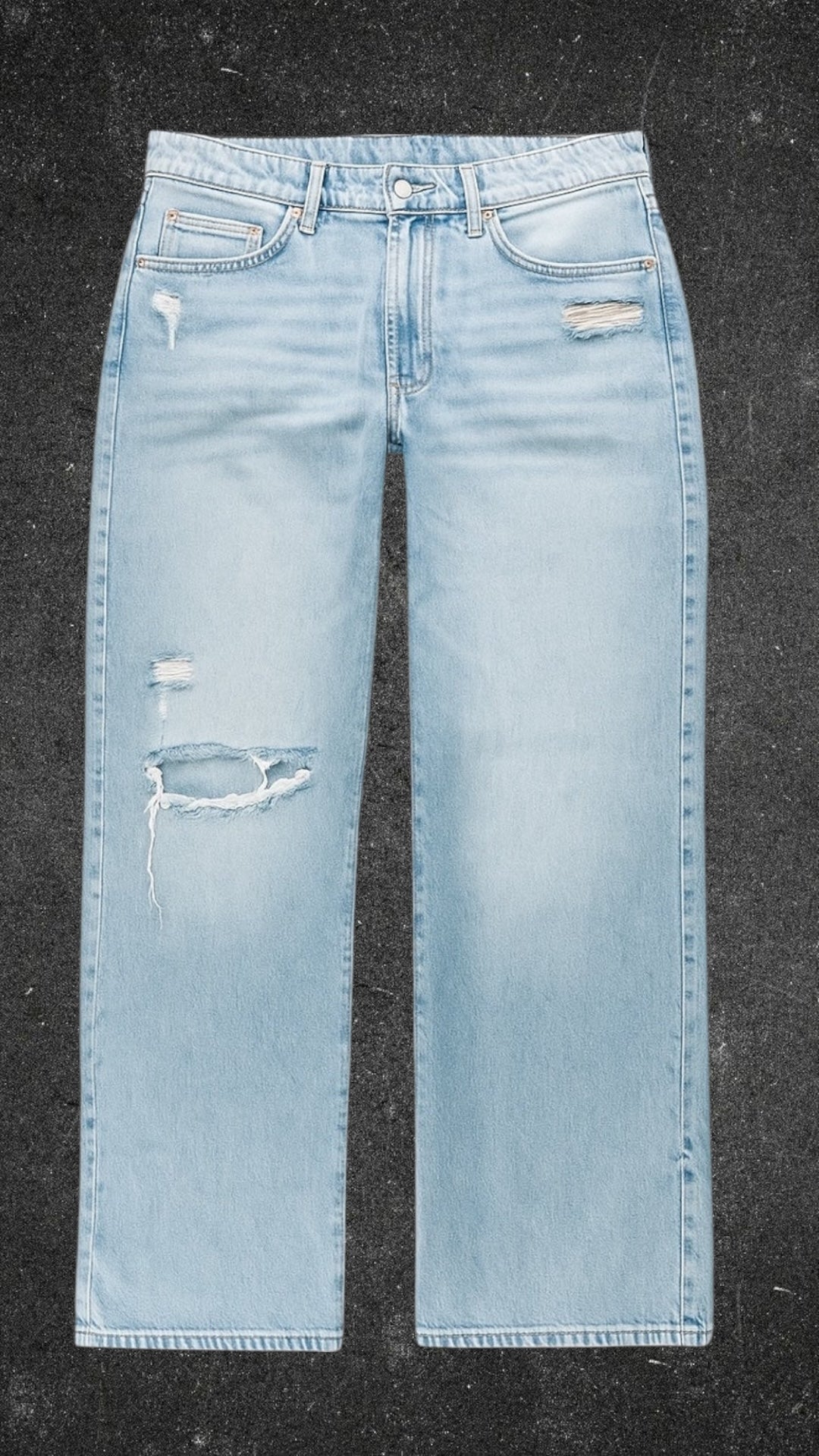 & DENIM BAGGY LOW WAIST STRAIGHT LEG JEANS - UK 12